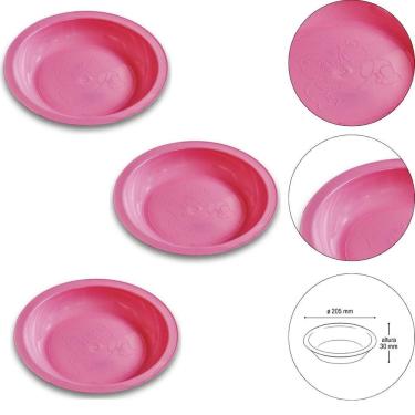 Imagem de Kit 3 Prato Infantil De Plástico Desenho De Ursinhos Rosa