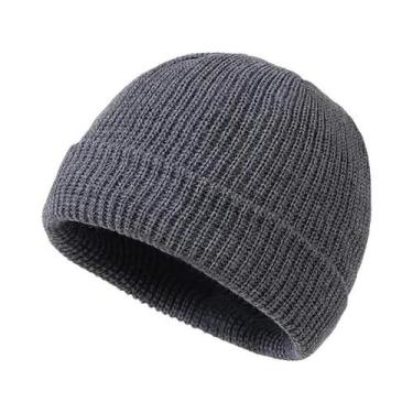 Imagem de Gorro De Lã Tricotado Unissex Quente, Cor Sólida, Estilo Moderno Para 