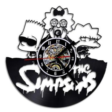 Imagem de Relógio de parede Simpsons Anime Vinyl Record 30x30cm preto - yiweisai