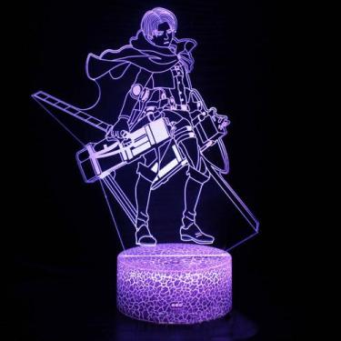 Imagem de Lâmpada de ilusão LED 3D Night Light Attack on Titan Levi Anime - yiwe