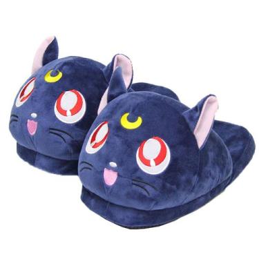 Imagem de Chinelos de pelúcia Sailors Moons Luna Cat Anime 28 cm, tamanho 35-42 