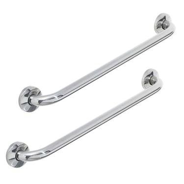 Imagem de Barra Alça Apoio 80cm Inox Kit 2 Uni Acessibilidade Banheiro Box Escada Corrimao Varanda Pcd Idoso Gestante Criança