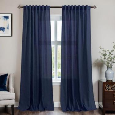 Imagem de Cortinas Mrs.Naturall, azul marinho, linho, 214 cm de comprimento, con