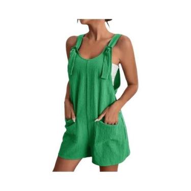 Imagem de Macacão Feminino Sem Mangas Com Cadarço, Soltinho, Com Pernas Largas E