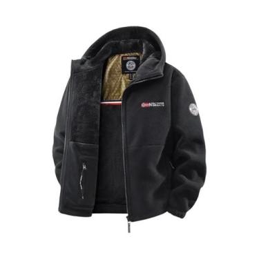 Imagem de Jaqueta De Inverno Masculina Em Fleece, Acolchoada, Com Capuz, Quente,