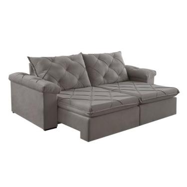 Imagem de Sofá Retrátil e Reclinável Corniso 2,34M Veludo - Blossom Casa, Cinza 