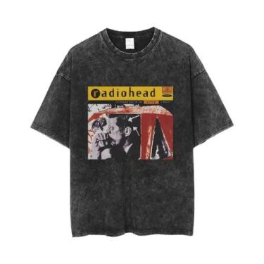 Imagem de Camiseta Unissex Oversized De Algodão Lavado Da Banda De Rock Radiohea