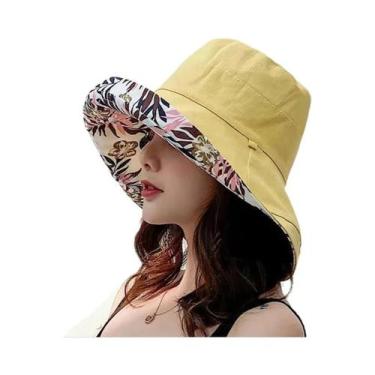 Imagem de Chapéu Bucket Feminino De Aba Larga Dupla Face, Estilo Pescador, Com P