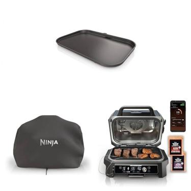 Imagem de Ninja Woodfire Pro Connect Premium XL - Chapa de Cerâmica + Capa Resistente + Churrasqueira 7 em 1 Bluetooth