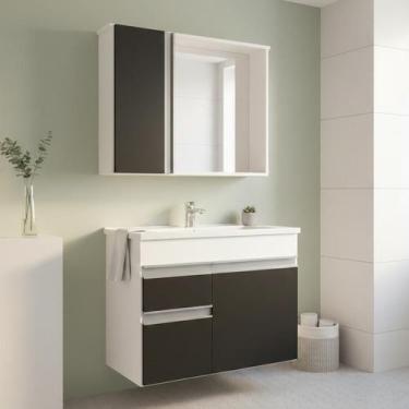 Imagem de Conjunto Gabinete de Banheiro com Cuba e Espelheira Suspenso 60cm Napo