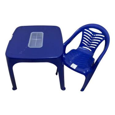 Imagem de Mesa Infantil Azul + 01 Cadeira Infantil Plasnorthon Kit, Azul