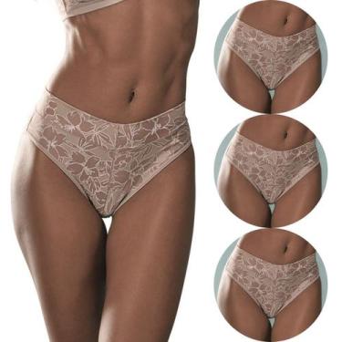 Imagem de Kit 3 Calcinhas Feminina Olimpo Demillus Cós Firma Barriga, EG, Beje r