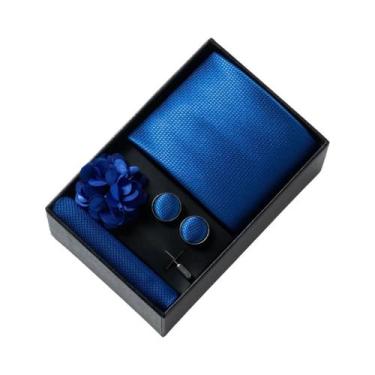 Imagem de Conjunto De Acessórios Para Terno Masculino Com Estampa Cinza: Gravata