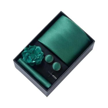 Imagem de Conjunto De Acessórios Para Terno Masculino Com Estampa Cinza: Gravata