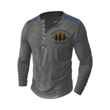 Imagem de Camiseta Vintage Masculina Oversized De Manga Longa Com Estampa Do Par