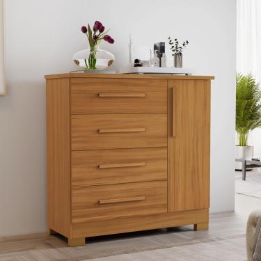 Imagem de Cômoda 4 Gavetas 1 Porta com Pés NT 5185 Notável Móveis - Freijó Trend