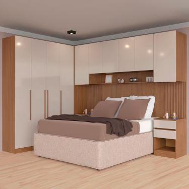 Imagem de Guarda Roupa Modulado Lugano 10 Portas de Bater 6 Gavetas MDP Avelã-cappuccino Bartira Móveis