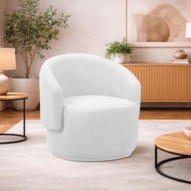 Imagem de Poltrona Decorativa Sala De Estar Recepção Jasmine Suede Branco