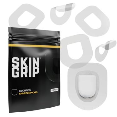 Imagem de SKIN GRIP Insulet Adesivo Omnipod Pacote com 20 | Adesivos CGM pré-cortados | Proteção contínua premium do monitor de glicose | Fita impermeável (transparente)
