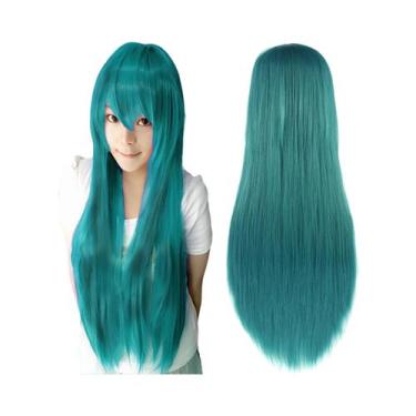 Imagem de Peruca Sintética Lisa De 80cm Para Cosplay, Branca, Roxa, Verde, Prata