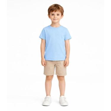 Imagem de Blusa Infantil Unissex Manga Curta Lisa Soletex Azul, 6, Azul