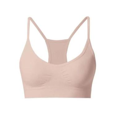 Imagem de Top Sutiã Nadador Fitness Sem Costura E Bojo She Microfibra, G, Bege
