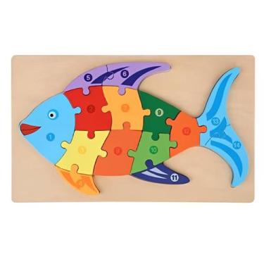 Imagem de Quebra-Cabeça De Madeira 3d Infantil Educativo Lúdico - Home, Peixe