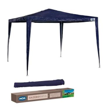 Imagem de Tenda Praia Gazebo 3x3m Rafia Com Bolsa De Transporte Mor Azul