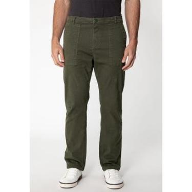 Imagem de Calça Sarja Reta Bolso Chapado Verde Escuro-Masculino