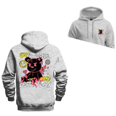 Imagem de Moletom Canguru Blusa De Frio Confortável Estampado Ouside Lest Play Frente e Costas-Unissex