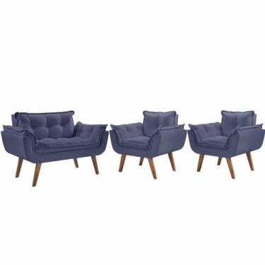 Imagem de Kit Poltronas Opalla 1 Namoradeira e 2 Poltronas Azul Bic - OUTRAS MAR