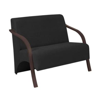 Imagem de Poltrona Vênus 2 Lugares D Salla Suede Braço Madeira Preto