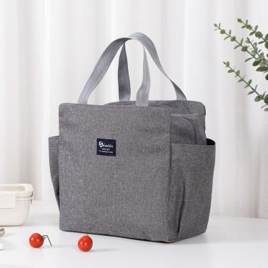 Imagem de Bolsa Térmica OEM Grande para Marmita em Oxford 25x25x14 cm Cinza para Uso Diário em Escritório e Escola