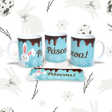 Imagem de Caneca de Porcelana Páscoa 65 para Bebidas 325ML em Porcelana Decorada Temática Compatí...