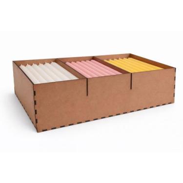 Imagem de Organizador de Velas Palito MDF 3 Divisórias  Porta Velas 18cm  Capaci