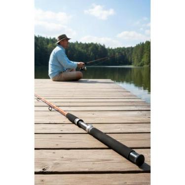 Imagem de Vara Pesca Molinete 2,10m 50lbs 2 Partes Fibra Maciça - Congratulation