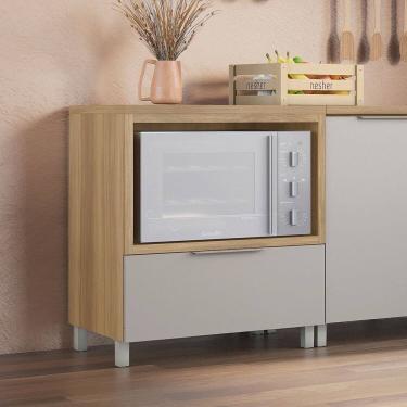 Imagem de Balcão Forno 1 Gaveta Marquesa 80cm 100% Mdf Marrom Greige