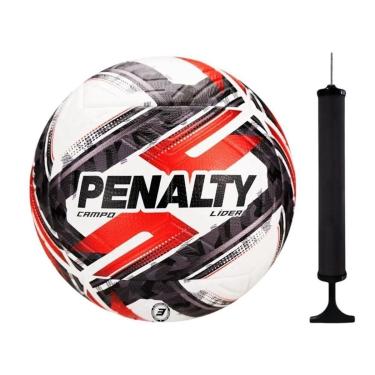 Imagem de Kit Bola Campo Penalty Lider N3 XXVI + Bomba de Ar - Branco e Vermelho Único-Unissex