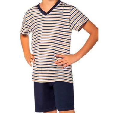 Imagem de Pijama Curto Infantil Lupo 20021-001 Listrado Algodão T. 04/16-Masculino