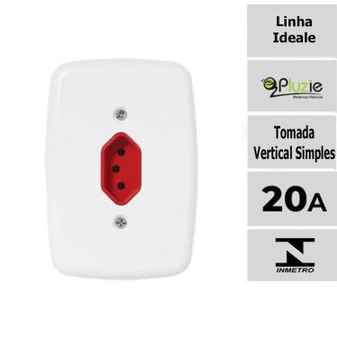 Imagem de Interruptor e Tomada Pluzie Linha Ideale 10A 20A 4x2 com Tomada Vertical Vermelha 20A C...