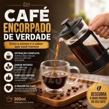 Imagem de Cafeteira Francesa 300ml Vidro Premium  Café Encorpado, Fácil e Rápido