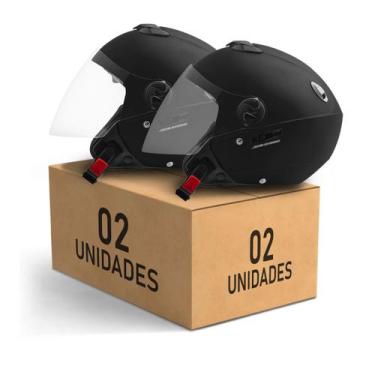 Imagem de Kit 2 Unidades Capacete Aberto Pro Tork New Atomic Solid, PRETO FOSCO,