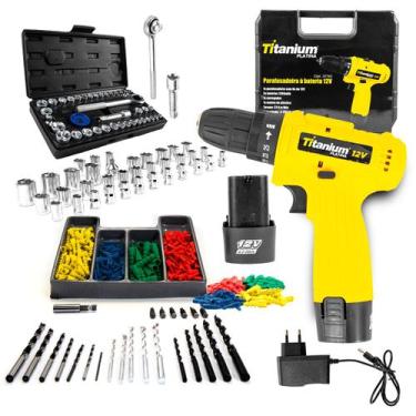 Imagem de Parafusadeira 12V + Soquete Sextavado + Broca Max Drill - Titanium Pla
