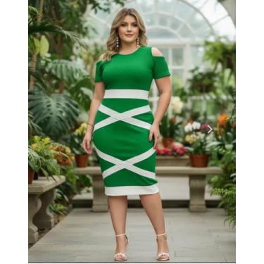 Imagem de Vestido Midi X Moda Feminina Evangélica - Miss FLOWER, Verde bandeira,