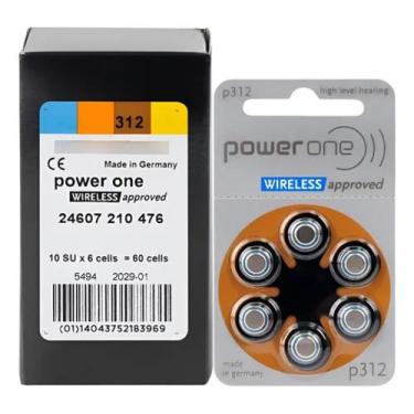 Imagem de Pilha para aparelho auditivo caixa com 10 unid. POWER ONE, Marrom, 312