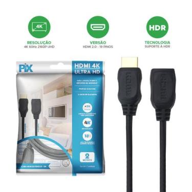 Imagem de Cabo Extensor Hdmi 2 Metros 2.0 4k Ultrahd Fêmea X Macho 9420 - PIX