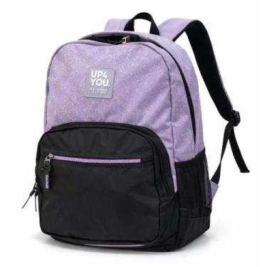 Imagem de Mochila Feminina Juvenil Resistente UP4YOU Lilás Brilho