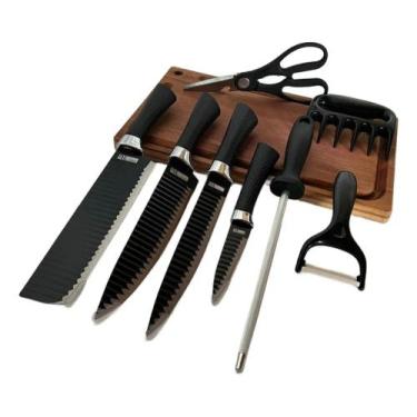 Imagem de kit Faqueiro Churrasco Conjunto 8 Peças Cor Preta - RL