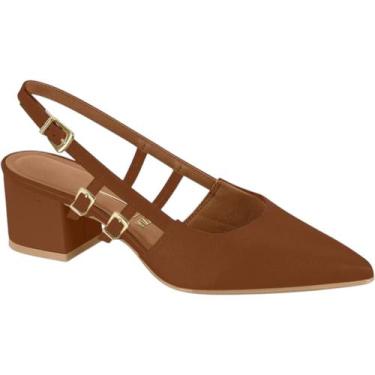 Imagem de Sapato Scarpin Slingback Vizzano Salto Grosso Feminino, Mocca, 35