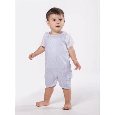 Imagem de Macaquinho infantil unissex listradinho - azul - no-brand, P {3-6M}